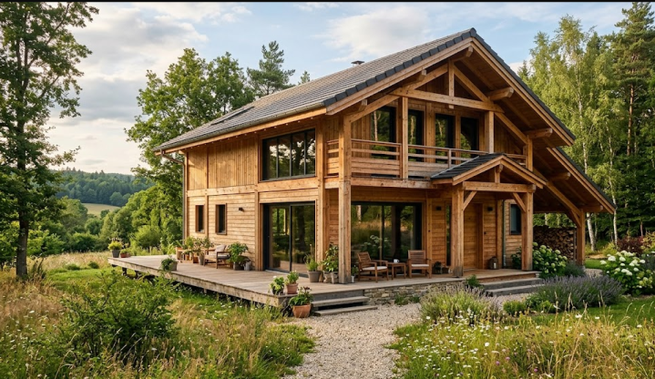 Quelles techniques de construction sont utilisées pour assurer la solidité et la durabilité d'une maison à ossature en bois ?, Crots